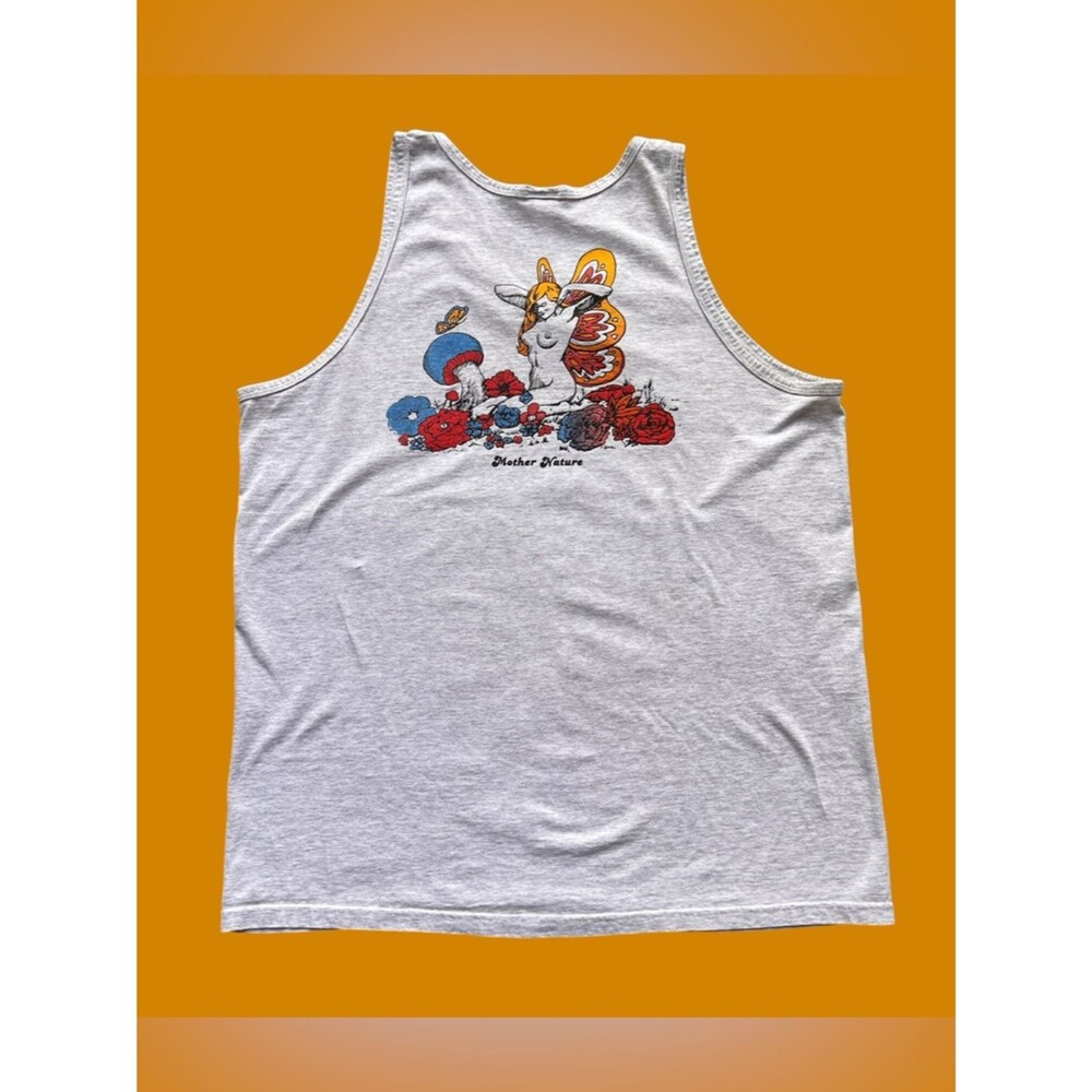 Vintage Y2K Mens XL Fantasy Fairy Mother Nature Graphic Tank Top